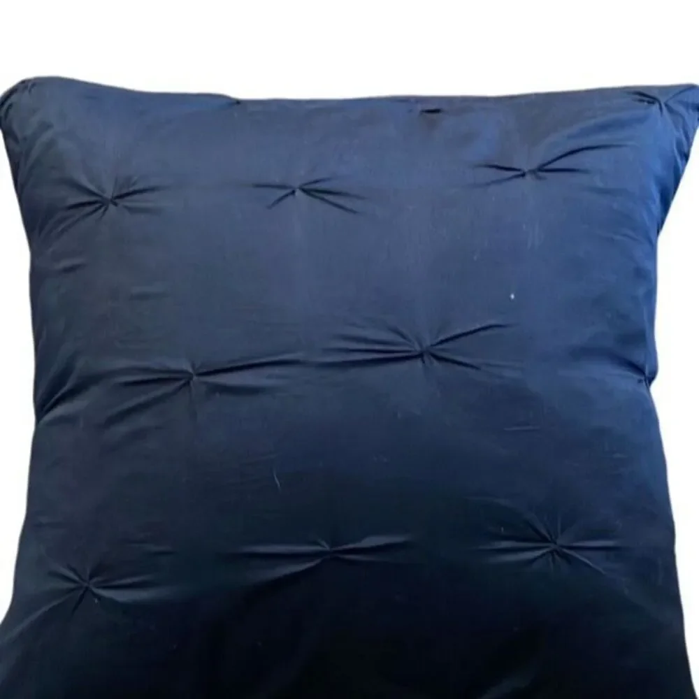 Decorative Pillows Feather‎ Filled Removable Cotton Covers Navy 22” x 22” Set of